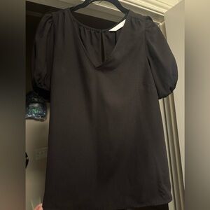 Puffy sleeve black blouse
